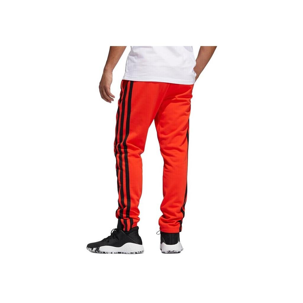 Adidas Striped Drawstring Sport Casual Pants Men Bottoms Red GL7103