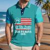 Men's Loose Fit Casual Short Sleeve Polo Shirt with National Flag Print Comfortable Lightweight Summer Top