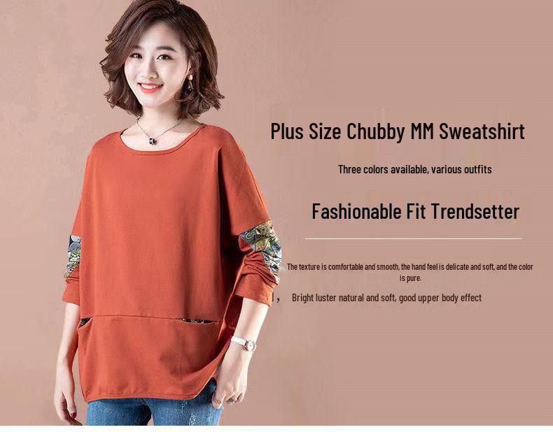 Women's Korean-Style Cotton Long Sleeve Sweatshirt - Loose Fit for Early Autumn.