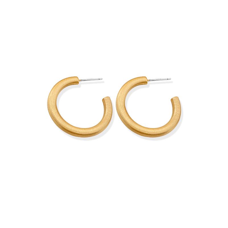 

High-End C-Shaped Brushed Metal Ear Cuffs with 925 Silver Needle Hoop Earrings
