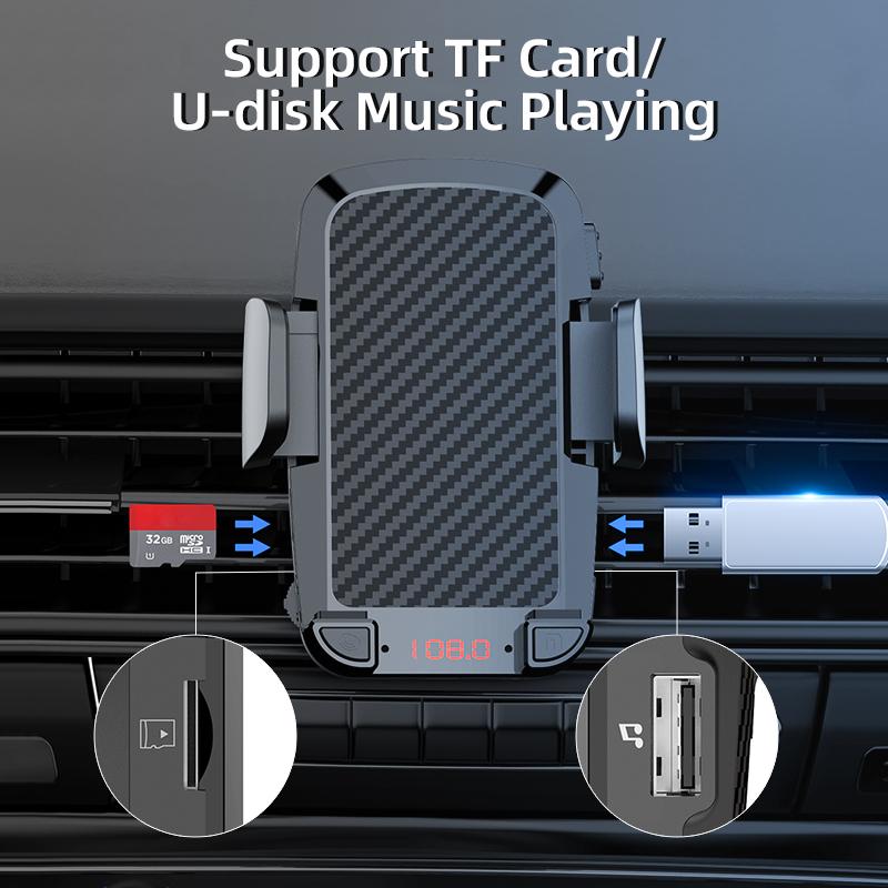 CS14 Gravitational Car Mount Air Vent Phone Holder Bracket MP3 Player FM Bluetooth-compatible Transmitter