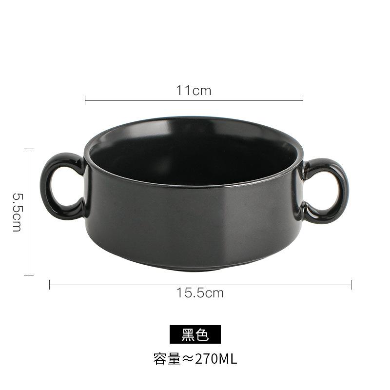 Ceramic Western Soup Cup Binaural Baking Small Bowl Dessert Bowl Bird'S Nest Bowl Tremella Steamed Egg Water-Proof Gift