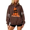 Women's Halloween Print Drop Shoulder Hoodie Loose Fit Casual Pullover
