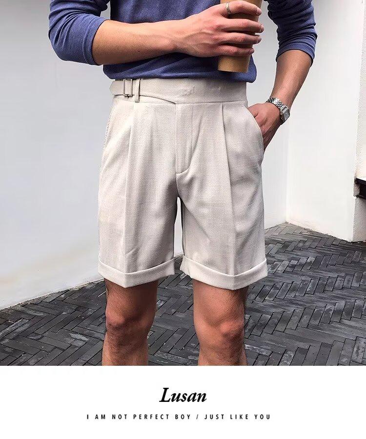 Naples Italian Summer Shorts - High-End Paris Buckle Waist, Thin Casual Trousers