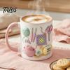 Practical Large Coffee Mug Ceramic Mug, with 3D Knitting Pattern Design, Capacity Microwave Safe Durable Everyday Tea Cup, for Craft Lovers