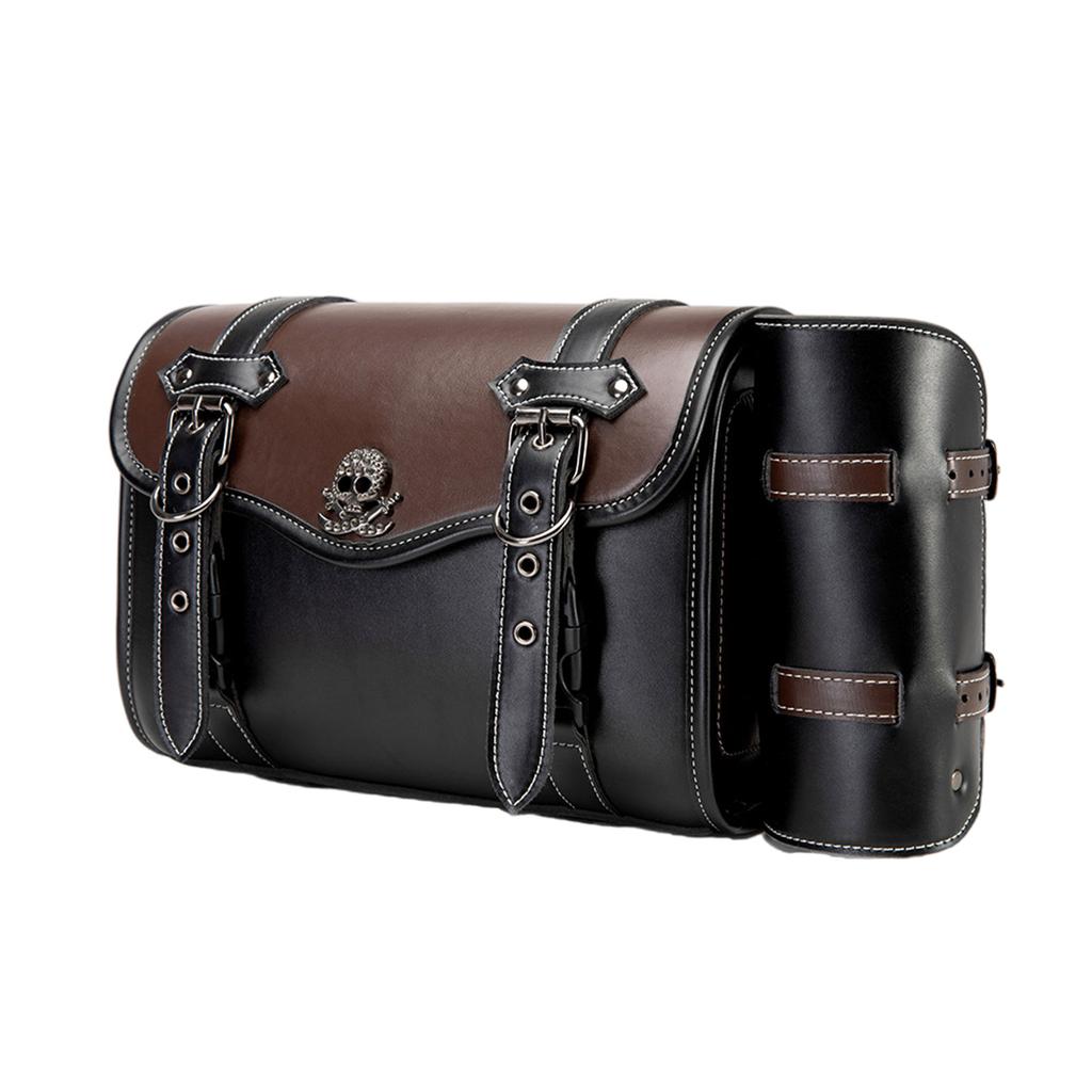 Stylish PU Motorcycle Side Bag Quick Release Vintage Motorcycle Side Bag Leather Bag for Urban Riders And Adventurers