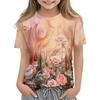 Children's Casual Versatile Pattern Children's Women's Short Sleeved Round Neck T-shirt
