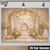 2D Wedding Photography Backdrop, "Mr & Mrs" with Floral Arch & Gold Ring Celebration Background