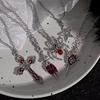 5pcs Set Gothic Punk Star Spider Cross Sword Skull Pendant Necklace for Women Men Halloween Party Daily Wear Aesthetic Jewelry