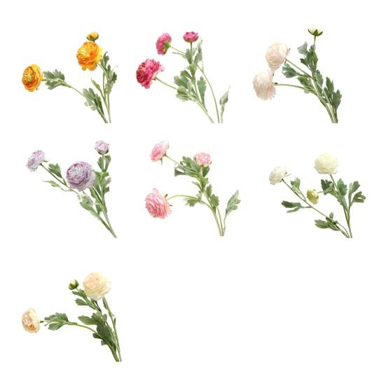 Artificial Ranunculus Flower Fake Silk Persian Buttercup Flower 3 Heads Vintage Faux Ranunculus Arrangement for Home Wedding Table Centerpieces