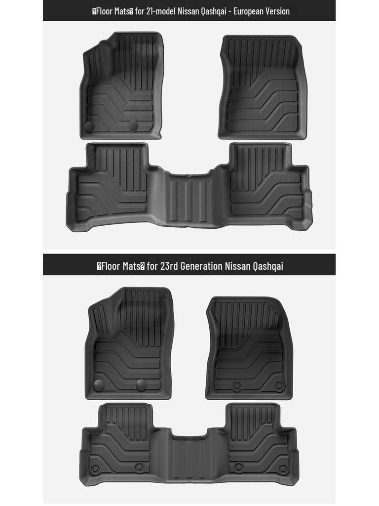 Eco-Friendly TPE Floor and Trunk Mats with Seat Back Cushion for 2021-2025 Nissan Qashqai