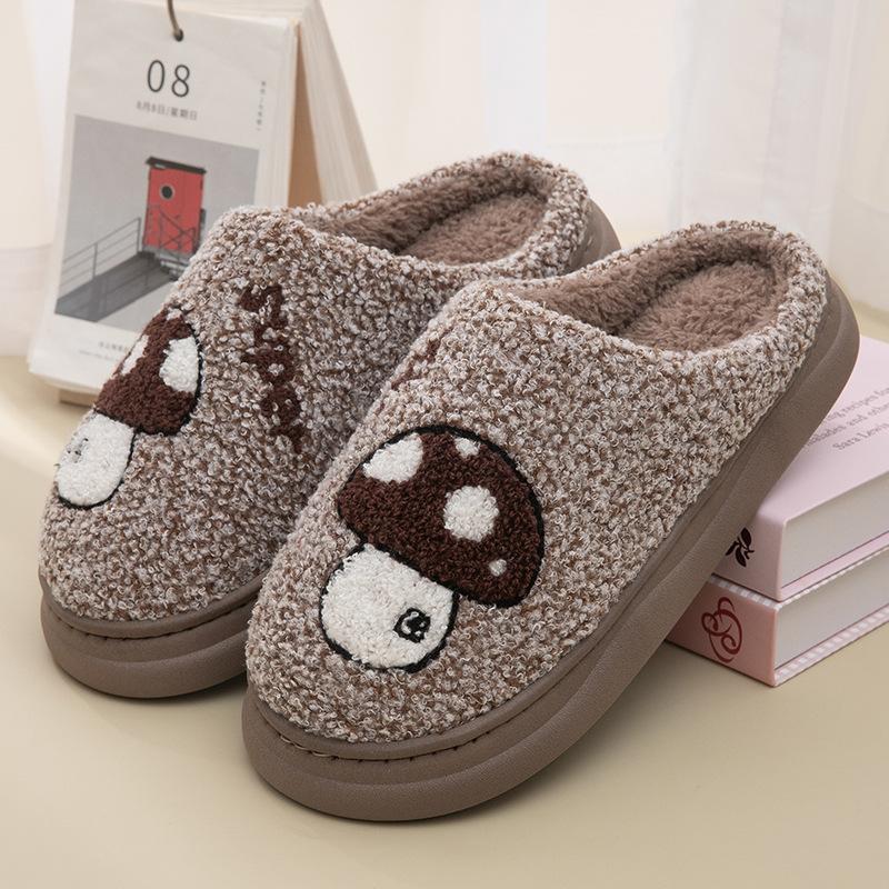 

Home cotton slippers women s autumn and winter warm thick bottom non-slip piled foot warm indoor household plush slippers men 44-45 кофейный