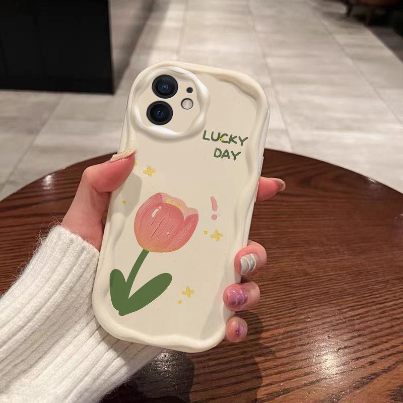 Lucky Tulip for iPhone17promax Mobile Phone Case Apple 16 Cream Wave 14/13 Soft Case 12