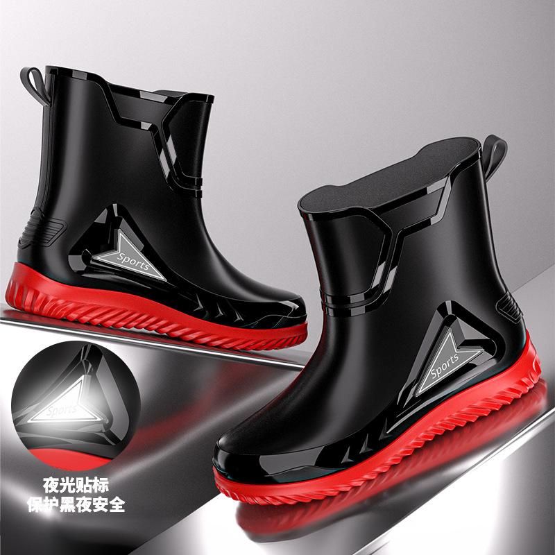 German Rain Shoes Men's Fashion Medium Tube Rain Boots New Takeaway Riders Special Outdoor Construction Site Fishing Shoes