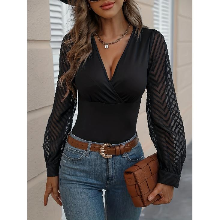 Spring And Autumn New Women'S Versatile Long Sleeve Daily Business Commuter Elegant Comfort Sexy Bottom Shirt Top