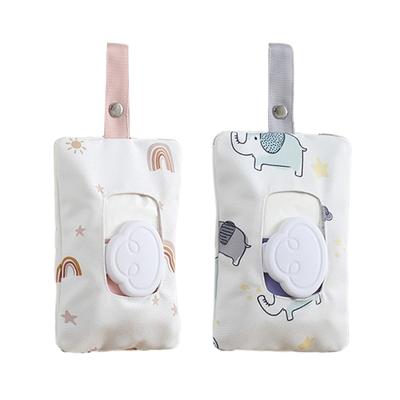 Cotton Wipe Holder Reusable Travel Wet Wipe Container Portable Wipes Dispenser Refillable Wipe Pouch with Hanging Strap