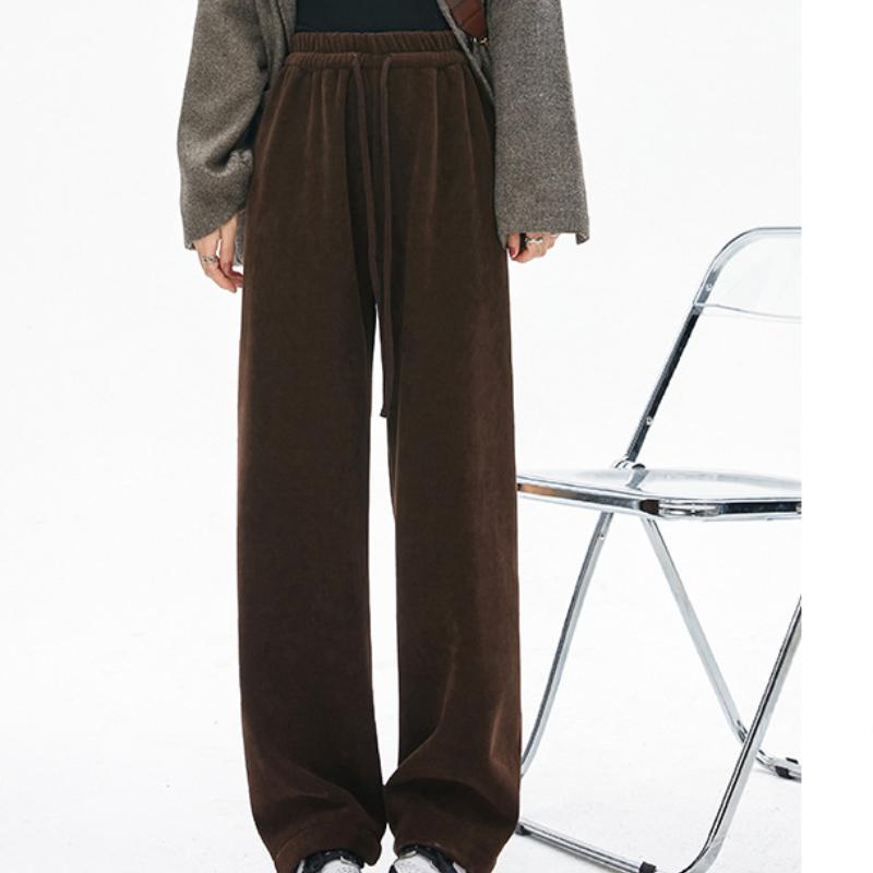 

Вельветовые брюки-кюлоты из капока для женщин на осень и зиму, новый стиль, стройнящие и драпирующиеся, повседневные прямые брюки в ленивом стиле, брюки с плюшевой подкладкой XL