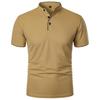 Camiseta casual de manga corta con cuello mao de color liso para hombre