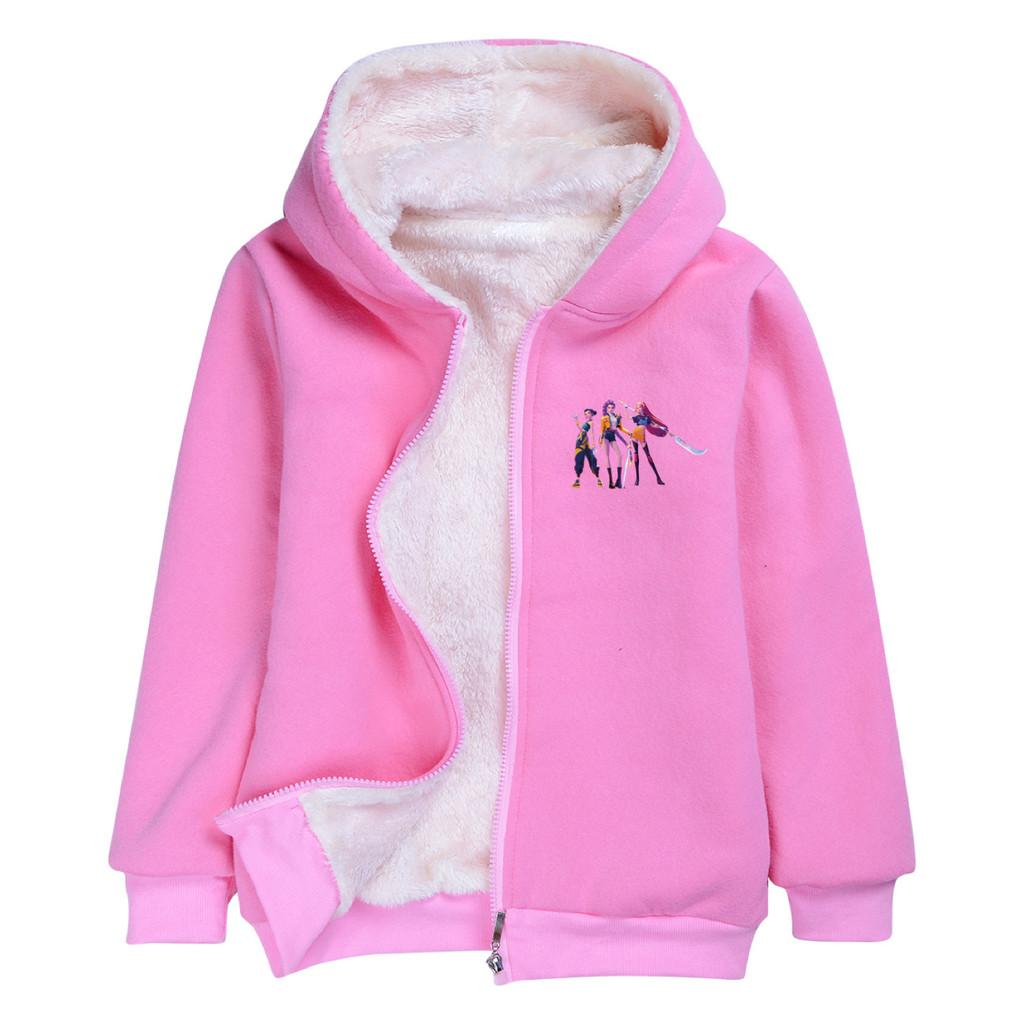 4834 Huntrix Kpop Zoey Mira Rumi Print Kinder Mädchen Reißverschluss Langarm Samt Warm Winterjacke