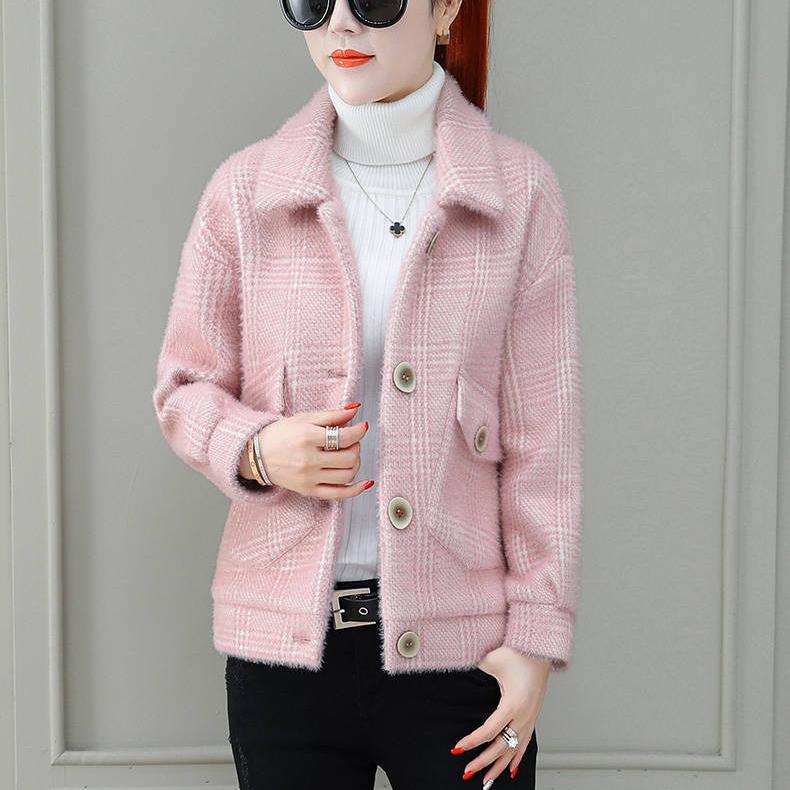 Verdickte Nerzimitatmäntel für Damen im koreanischen Stil, große, warme Jacken für Herbst und Winter, dicke Kurzmäntel