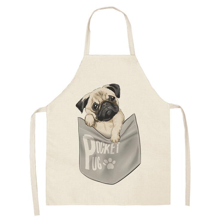 Hot Sale Cartoon Anime Pet Dog Dog Sleeveless Apron Drawing Graffiti Kitchen Anti-fouling Creative Linen Apron