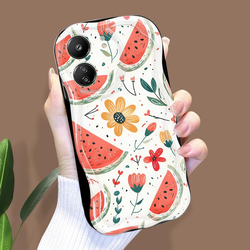 Cute Cartoon Pattern Cream Texture Casing Wavy Edge Soft Silicone Cover Phone Case for Xiaomi Redmi