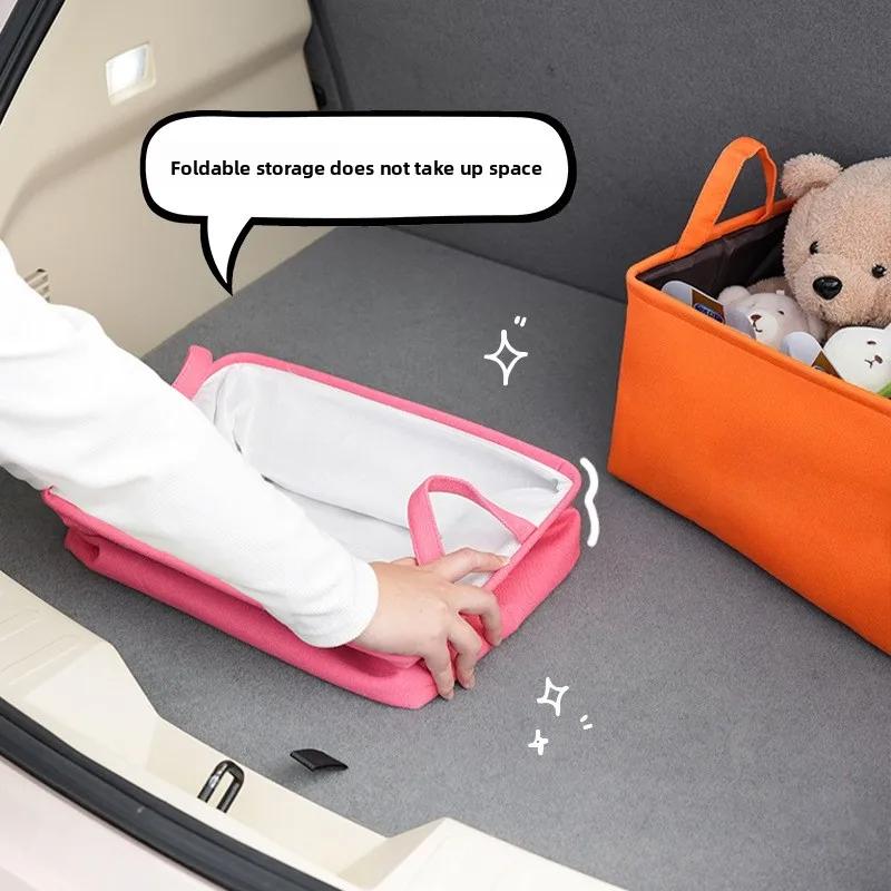 Cartoon Auto Kofferraum Aufbewahrungsbox Großes Fassungsvermögen Mehrzweck Aufbewahrungskorb mit Griff für Fahrzeugorganisation
