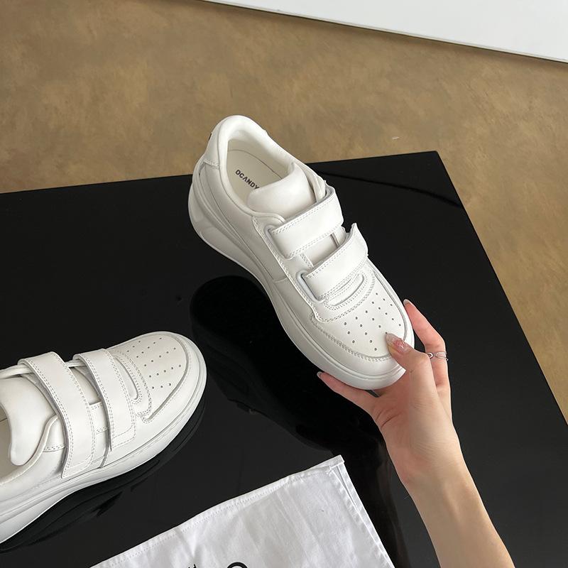 Sheepskin version~ Ann classic Velcro thick-soled heightening Velcro board shoes women's 2025 new casual little white shoes