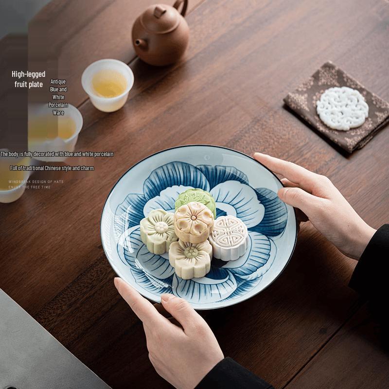 Ceramic High-Footed Fruit and Snack Plate