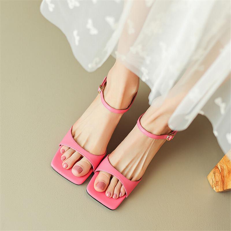 Fashion 2025 Summer Sandals Women Shoes Mules Shoes for Women Square Toe Slippers French Simple Buckle Sandal Open Toe Slippers Women