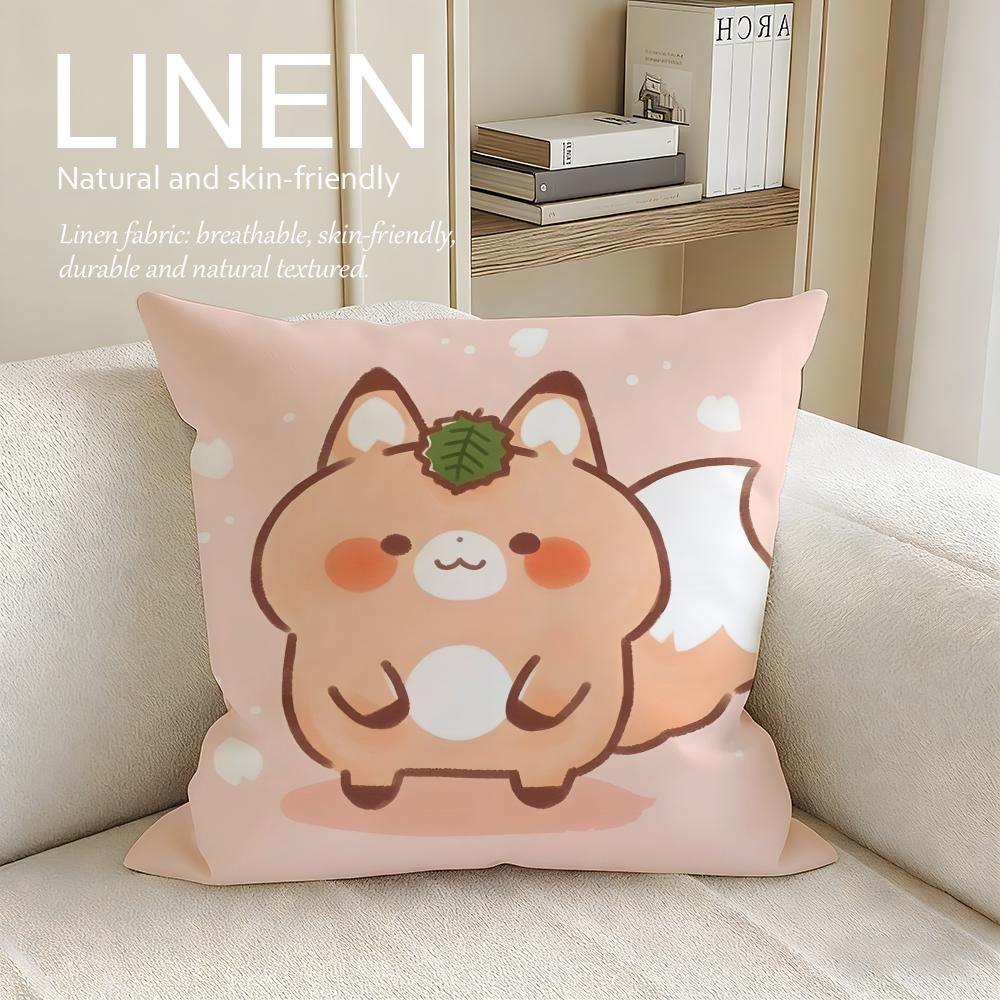 Cute Bokko Fox Cushion Cover Pillowcase Set Pcs x x Breathable Washable Sofa Cushion Cover