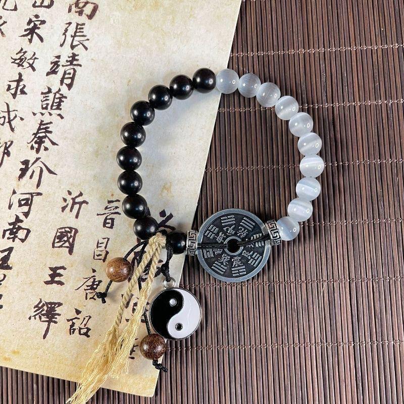 Taiji Ghost Flower Bracelet: New Chinese Style Woven Daoist Hand Ornament for Youth