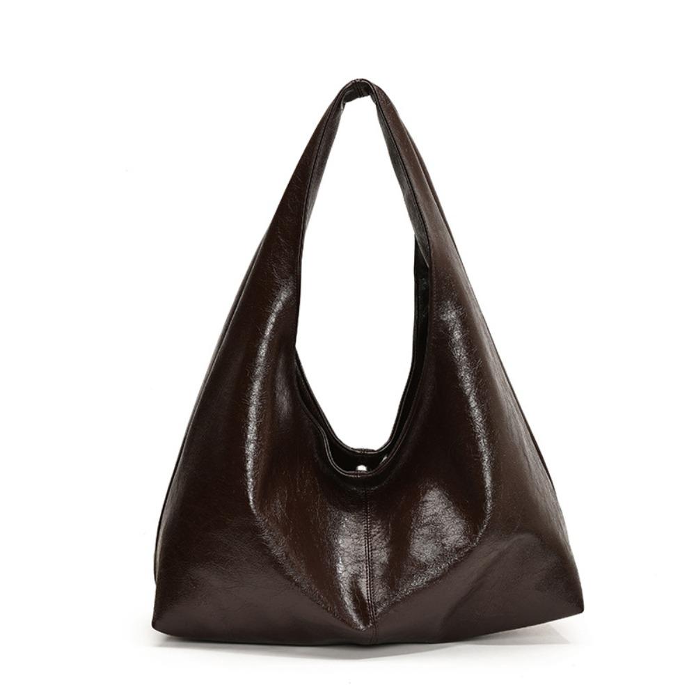 Solid Color Retro PU Tote Bag Tote Bag Underarm Packs Sweet Large Capacity Handbag  Office Worker