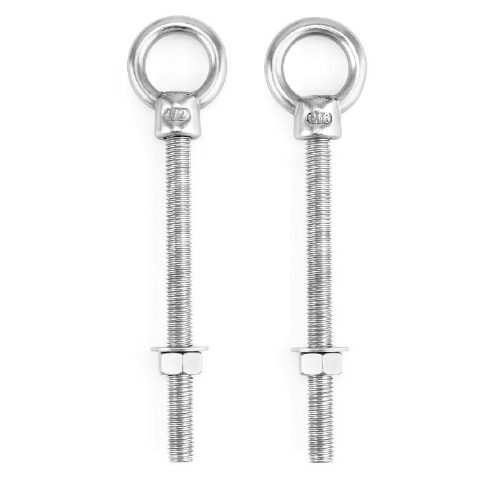 QWORK Machinery Eye Bolt with Shoulder, 5 Pack 1/2"x6" Long 316 Stainless Steel Marine Grade Thread Machinery Shoulder Lifting Ring Eye Bolts