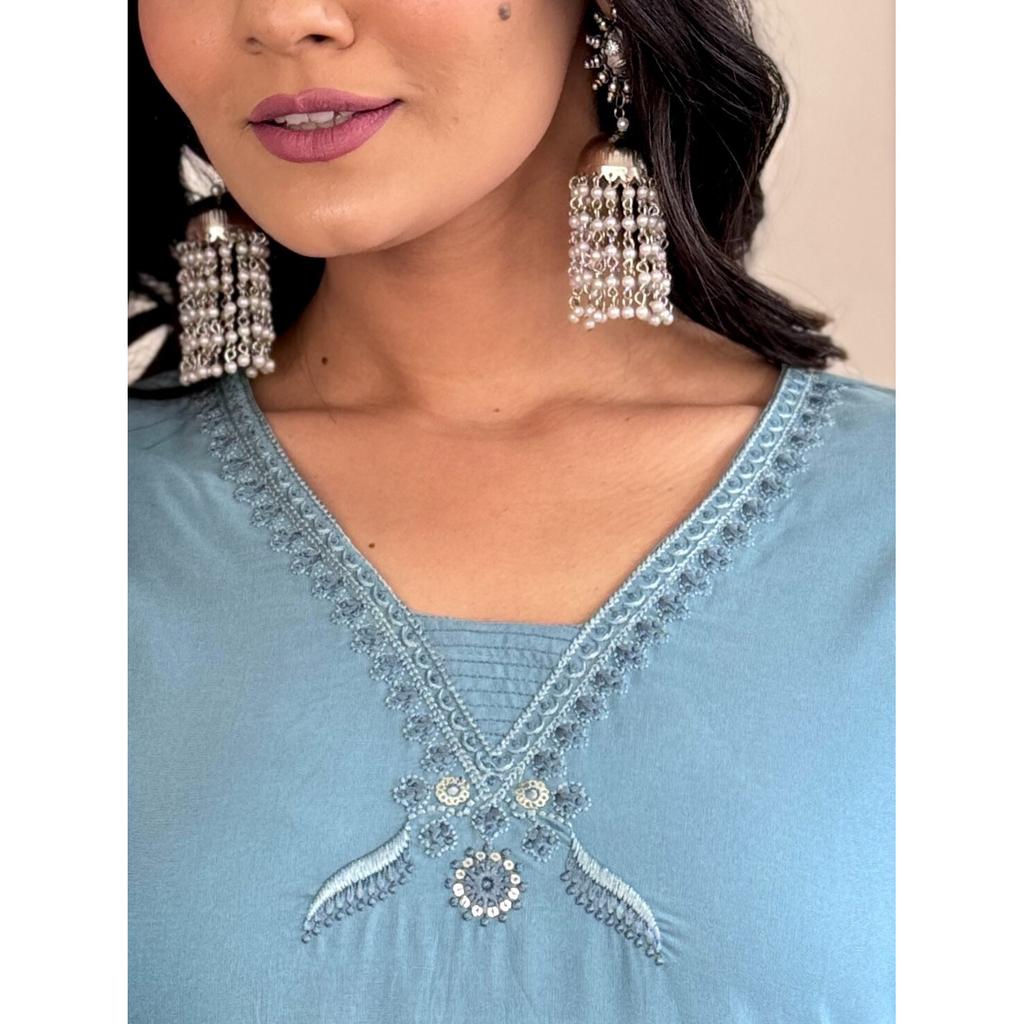 Indian Bollywood Chanderi Kurti Women Designer Top Tunic Kurta Pant Dupatta Set SC-2288