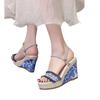 Large Size Two Wear Slope Heel with Ethnic Style Beach Sandals, Summer New Bohemian Women's Shoes