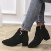 Fashion Women Boots Fashion Short Boots Women Pointed Toe Thick Heel Shoes Women Autumn Winter New Thin Side Zipper Comfortable Boots