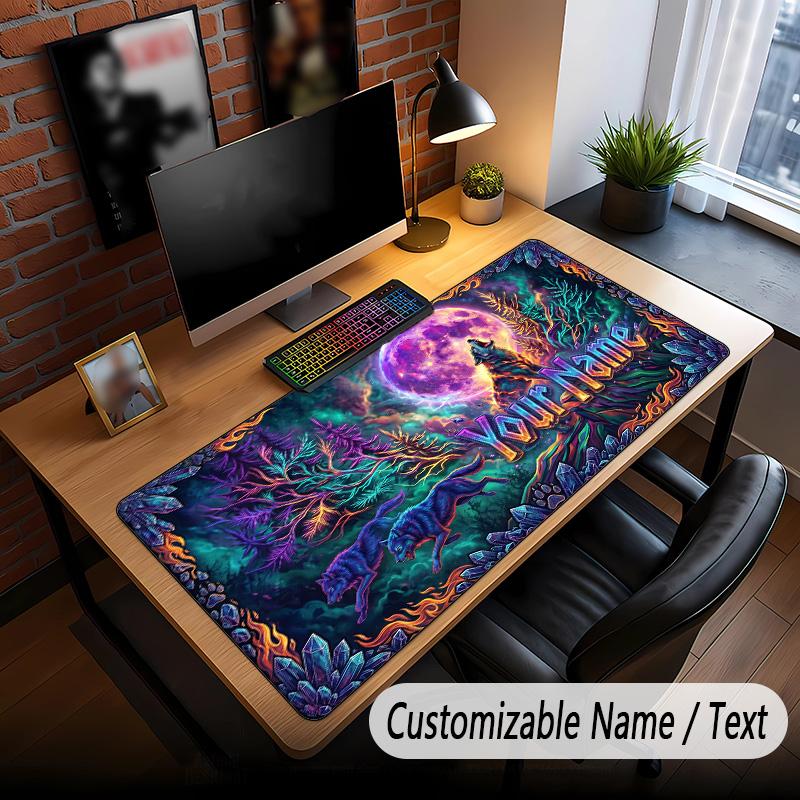 Space Cosmic Theme Custom Mouse Pad Personalized With Name Text Customized Desk Mat For Office Home Decor