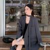 Elegant Belted Casual Blazer Women Spring Autumn Loose Fit Tied Sleeve Slimming Office Suit