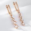 Unique Design Natural Zircon Long Drop Earrings For Women Fashion  Rose Gold Color Daily Fine Jewelry Crystal Gift
