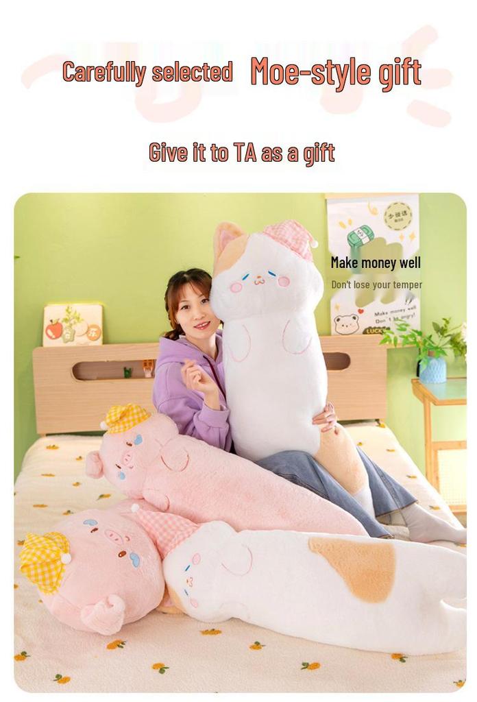 Rabbit Fur Long Throw Pillow - Flower Design, Ideal for Beds & Sofas, Side Sleeper & Hug Pillow