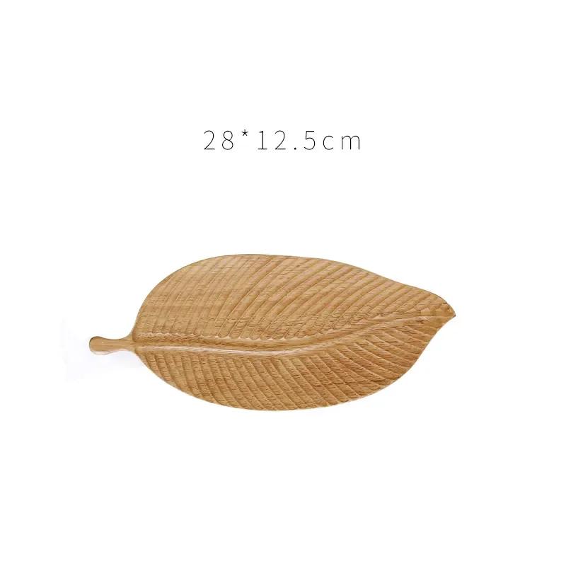 Wooden Leaf Shape Refreshment Tray Leaf Tray Chinese Style Pastry Plate  Brewing Tea Tray Decorative Tableware Party Supplies