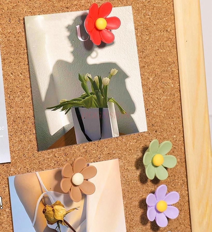 30pcs Flower colored  photo wall nail pushpin creative cute metal nail felt soft wood board