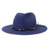 Pink Summer Hats for Women Wide Brim Sombreros Vintage Panama Hat Straw Male Female Casual Outdoor Beach Fedora Black Navy Khaki