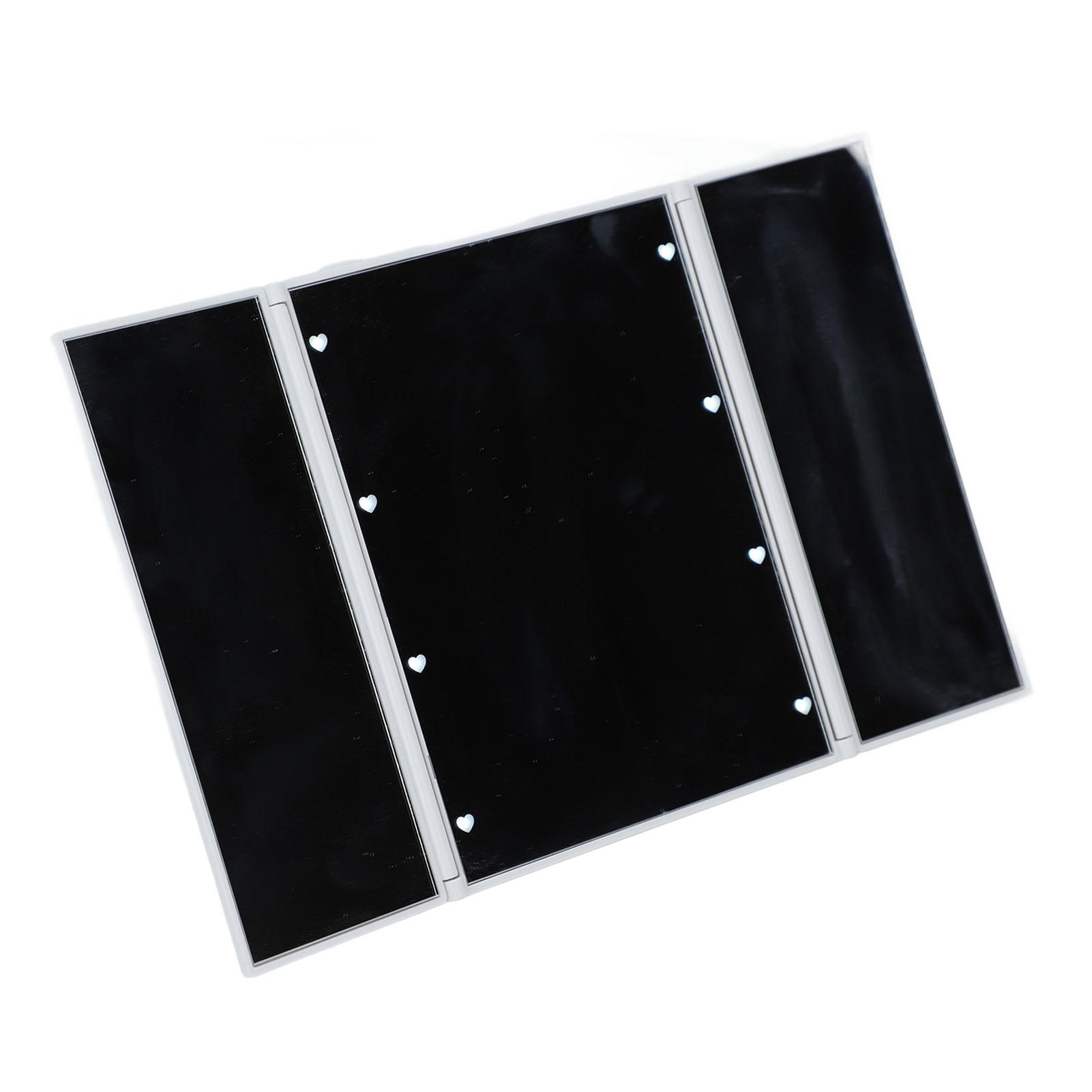 3 Folds Lighted Vanity Makeup Mirror LED Light Table Mirror Portable Travel Cosmetic Mirror Countertop Cosmetic Mirror
