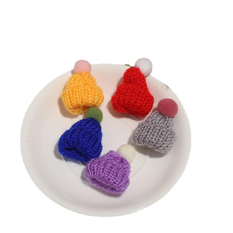 DIY Accessory Mini Christmas Hat DIY Knitted Finger Hat Decorative Wool Hat Gift Wine Bottle Hat Cap10/20/40Packs