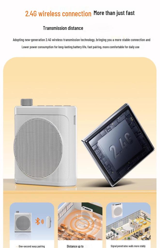 Magnetic Dual Lapel Clip Mic & High Power Bluetooth Speaker for Classroom & Tours
