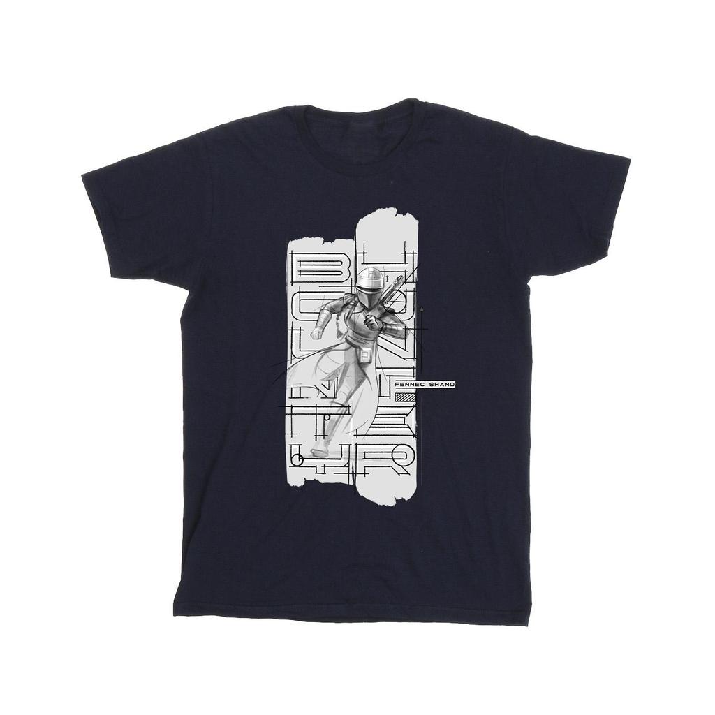 STAR WARS Mens The Book Of Boba Fett Fennec Illustration T-Shirt