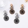 Retro personality trend alloy geometric relief pattern medium antique temperament earrings simple light luxury earrings