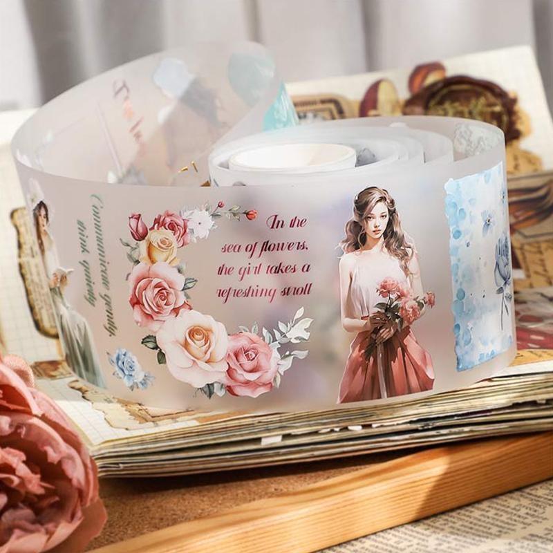 1 rotolo di nastro adesivo con tema ragazza in stile Hong Kong, manuale, scrapbooking, fai da te, decorativo, journaling, forniture
